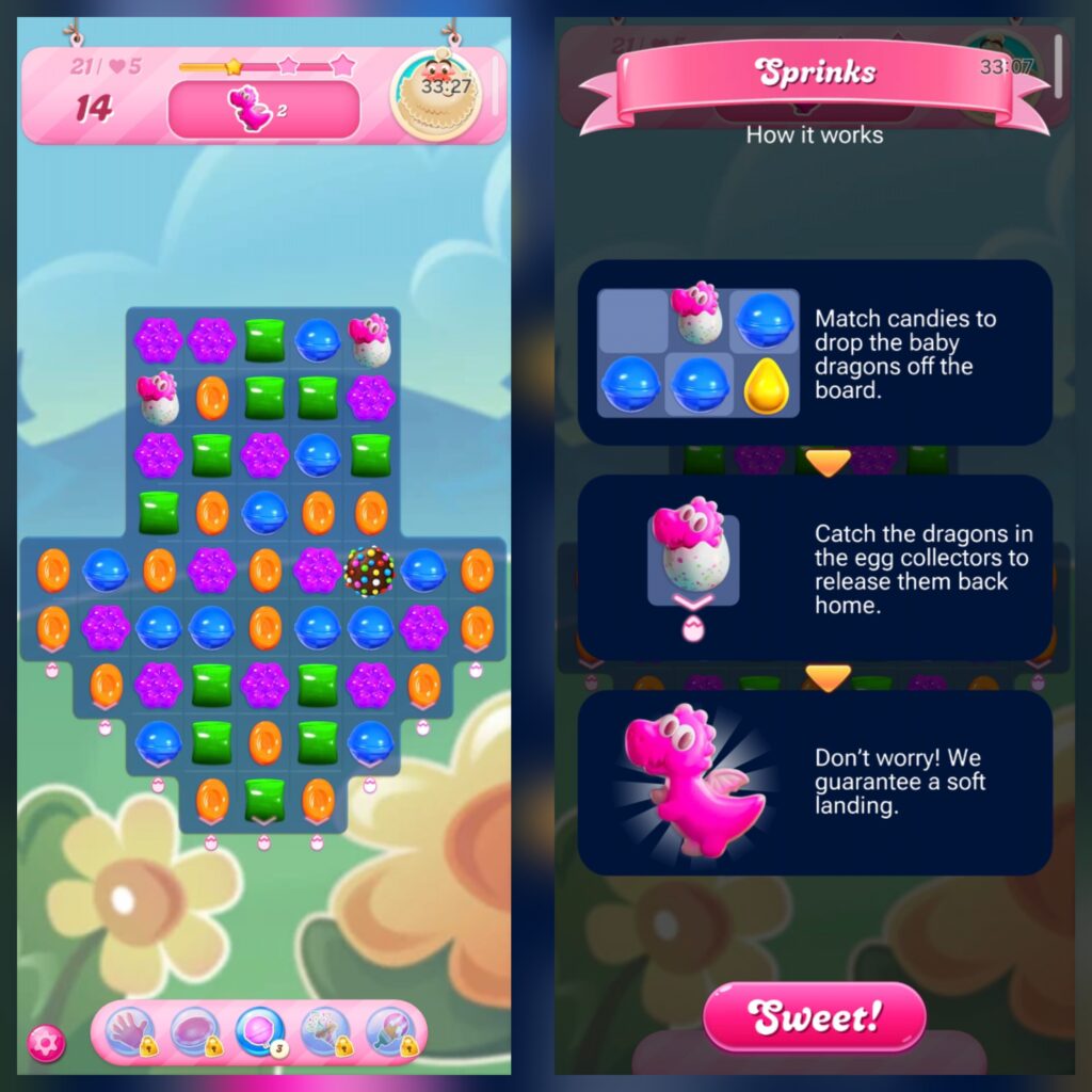 The game's mission is to Drop the baby dragons off the board