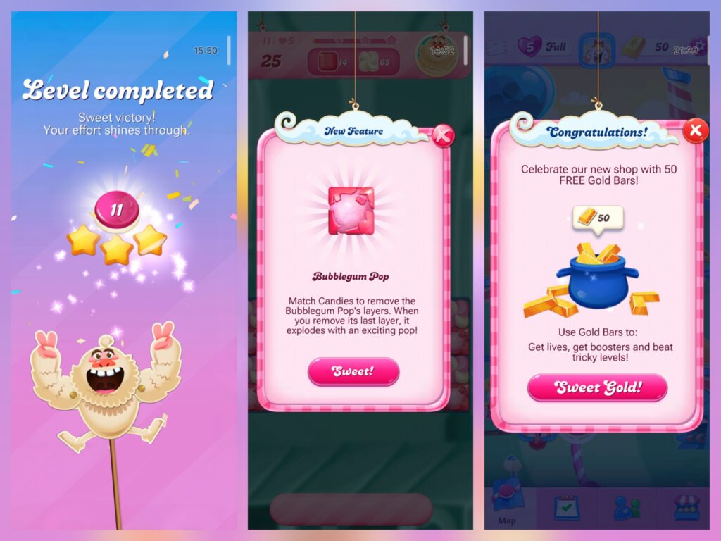 The "Sweet Victory!" pop-up upon  providing explosive instant gratification