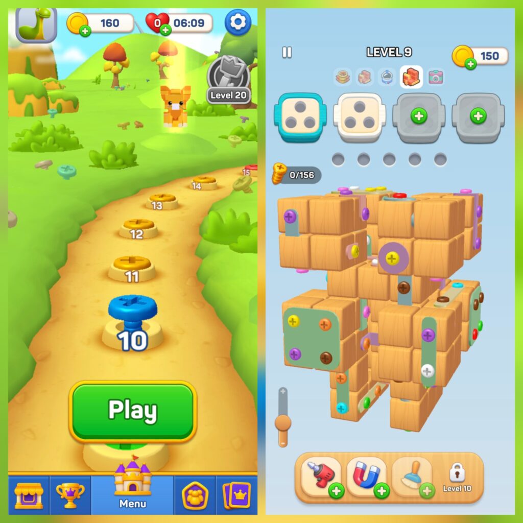 Screwdom 3D has clear core progression: Linear advancement through over 200 levels, provides a clear long-term goal