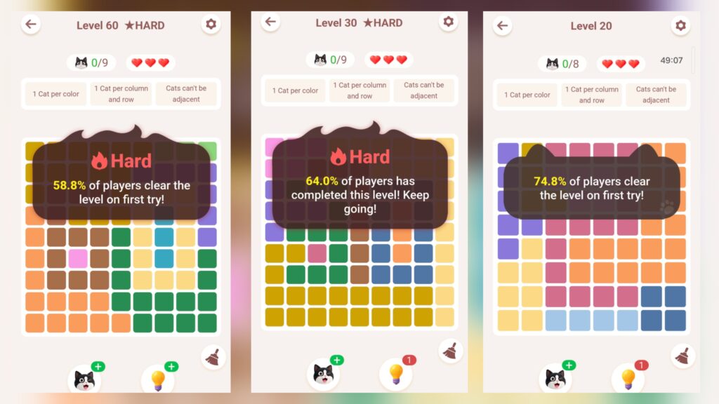 Every level you beat gives you immediate feedback.